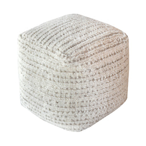 Amorica Pouf, Wool, Grey, Hand woven, Cut And Loop