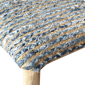 Venray Foot Stool, Hemp/ Denim, Blue/ Natural